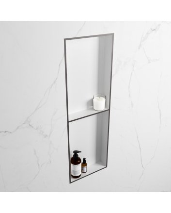 Mondiaz Easy Nis 149,5x29,5cm in solid surface kleur DarkGrey | Talc. 2 vakken geschikt voor in- of opbouw