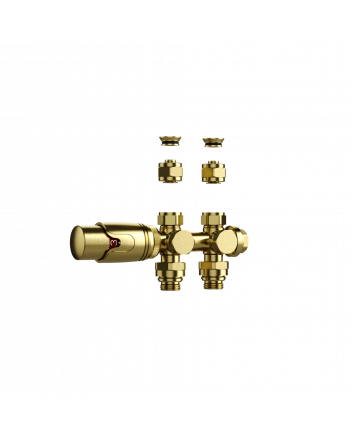 Thermostatische radiatorkraan muur en vloer geborsteld goud m30
