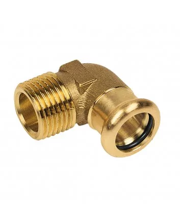 Bonfix Roodkoper Buitendraad x Press kniekoppeling (water) | 1 1/4 x 35