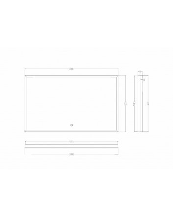 Avi spiegel rechthoek met LED, dimbaar en spiegelverwarming 100 x 60 cm mat zwart