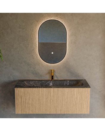 Mondiaz Kurve-Dlux 110cm badmeubel kleur Oak met 1 lade en 0 deuren. Wastafel Big medium Midden 1 kraangat Lava.