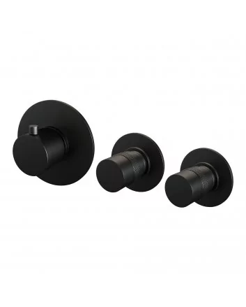 BRAUER Black Edition inbouwthermostaat en 2 stopkranen met in- en afbouwdelen mat zwart