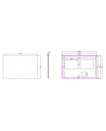 Soul spiegel rechthoek met LED, dimbaar en spiegelverwarming 120 x 80 cm