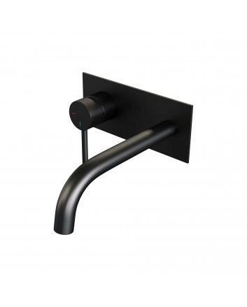 BRAUER Black Carving inbouw wastafelmengkraan met gebogen uitloop en afdekplaat model A2 mat zwart