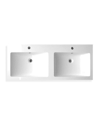 Sani DeLuxe Wastafel BM Mineraalmarmer 120 dubbele wasbak, met twee kraangaten