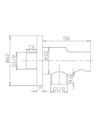 Wandaansluitbocht met handdouchehouder rond 1/2" mat zwart