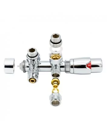 Chrome radiator aansluitset Haaks voor radiatoren met onder aansluiting