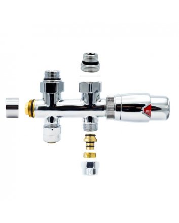 Chrome radiator aansluitset Recht voor radiatoren met onder aansluiting t.b.v 16 mm buis