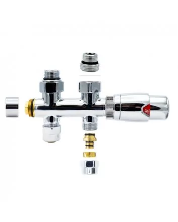 Chrome radiator aansluitset Recht voor radiatoren met onder aansluiting