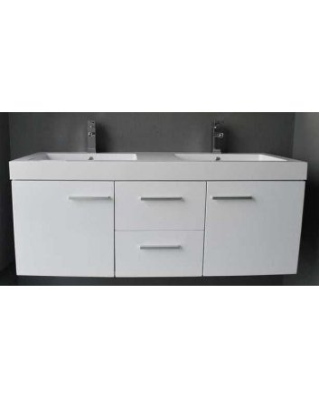 Sani DeLuxe BM badmeubelset met aluminium greep 131 Hoogglans Wit zonder spiegel