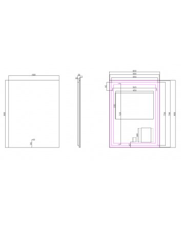 Soul spiegel rechthoek met LED, dimbaar en spiegelverwarming 60 x 80 cm