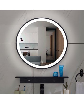 Lista Nera spiegel rond met LED verlichting, dimbaar 100 cm mat zwart