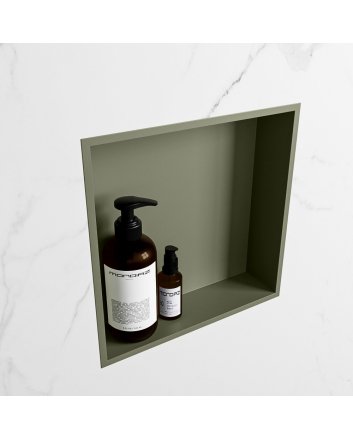 Mondiaz Easy Nis 29,5x29,5cm in solid surface kleur Army | Army. 1 vak  geschikt voor in- of opbouw