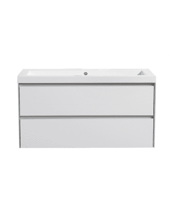 Sani DeLuxe Aktieset badmeubel PL greeploos 100 Hoogglans Wit zonder spiegel, met een kraangat