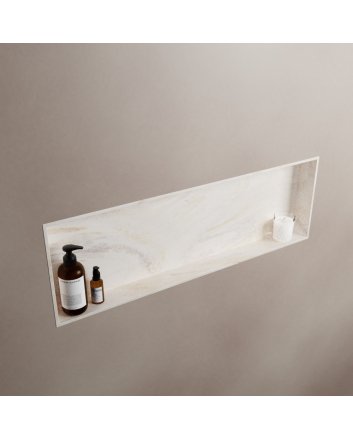 Mondiaz Easy Nis 89,5x29,5cm in solid surface kleur Ostra. 1 vak  geschikt voor in- of opbouw
