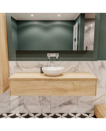 Mondiaz Lush 150 badmeubel washed oak 1 lades Barco midden geen kraangat