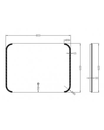 Bracket spiegel rechthoek met LED, dimbaar en spiegelverwarming 80 x 60 cm