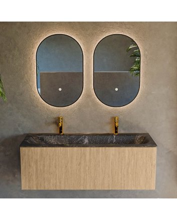 Mondiaz Kurve-Dlux 120cm badmeubel kleur Oak met 1 lade en 0 deuren. Wastafel Big large Midden 2 kraangaten Lava.