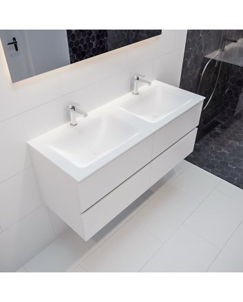 Mondiaz Vica 120 badmeubel talc 4 lades wastafel Cloud dubbel met 2 kraangaten