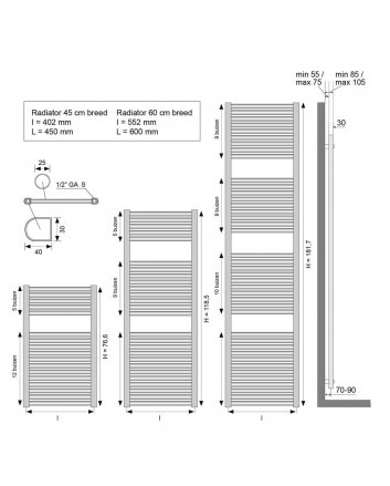 Elara sierradiator 76,6 x 60,0 cm glans wit