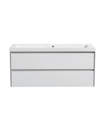Sani DeLuxe Aktieset badmeubel PL greeploos 120 Hoogglans Wit zonder spiegel