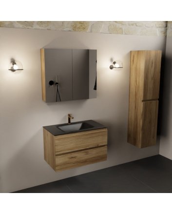 Mondiaz Aivy 80cm badmeubel Chai, wastafel Urban solid surface midden 1 kraangat met spiegelkast