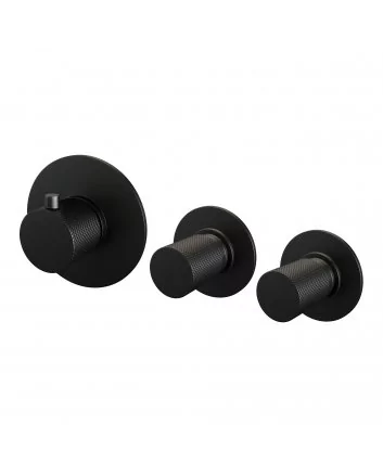 BRAUER Black Carving inbouwthermostaat en 2 stopkranen met in- en afbouwdelen mat zwart