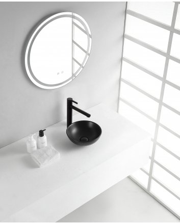 Kimo waskom rond 28 x 10 cm keramiek mat zwart