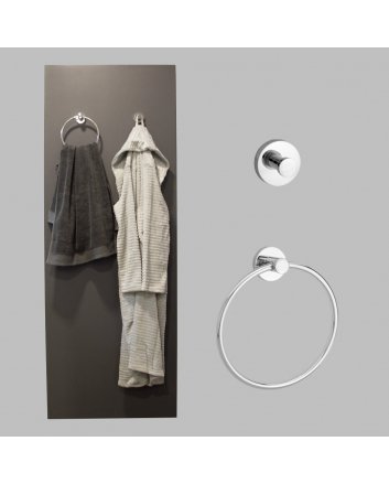 BSXL Magneet-line chroom – combi-set handdoekhaak enkel + gesloten handdoekring