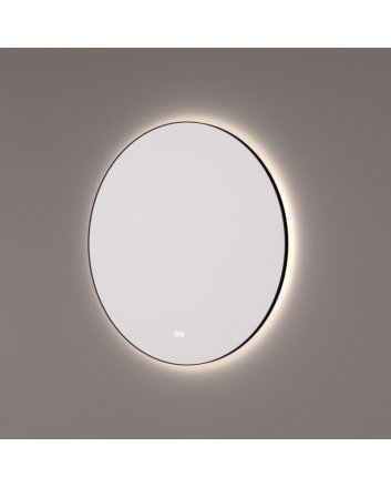 Hipp Design ronde mat zwarte LED spiegel 120cm met indirecte verlichting rondom, spiegelverwarming, touchdimmer en kleurenwissel