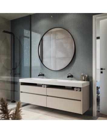 Hipp Design ronde spiegel 120cm op mat zwart metalen frame