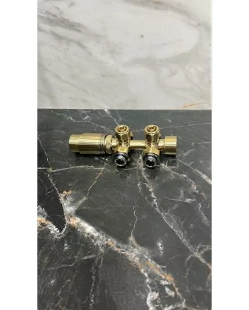 Gouden radiator aansluitset Haaks voor radiatoren met onder aansluiting t.b.v 16 mm buis