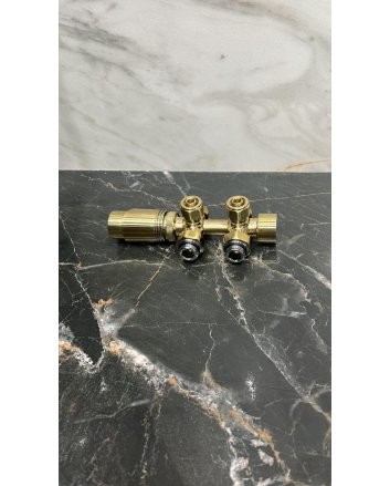 Gouden radiator aansluitset Haaks voor radiatoren met onder aansluiting