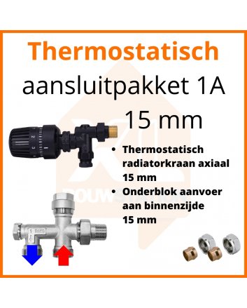 Eco 4 Zwarte thermostatisch M30 aansluitpakket 1A t.b.v. 15 mm buis