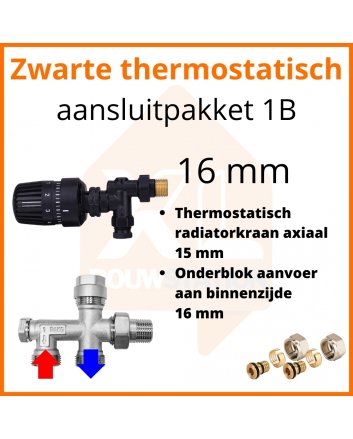 Eco 4 Zwarte thermostatisch M30 aansluitpakket 1B t.b.v. 16 mm buis