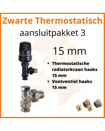 Eco 4 Zwarte thermostatisch M30 aansluitpakket 3 t.b.v. 15 mm buis