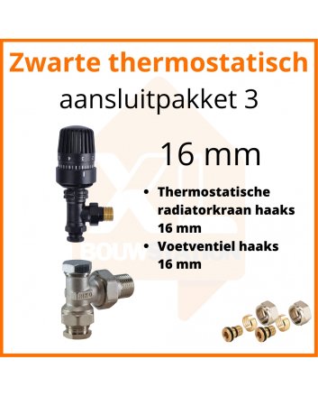 Eco 4 Zwarte thermostatisch M30 aansluitpakket 3 t.b.v. 16 mm buis